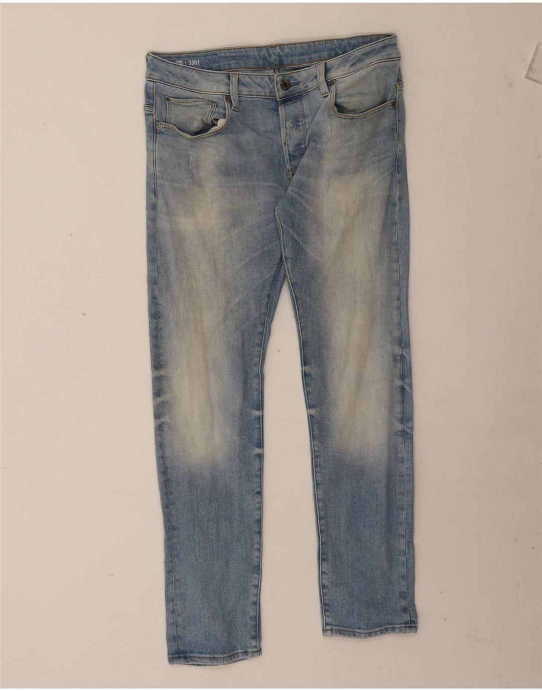 G-Star Mens 3301 Slim Jeans W33 L32 Blue Cotton