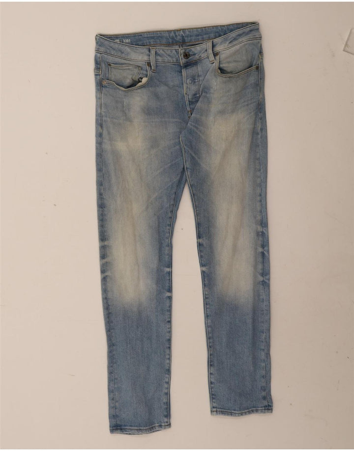 G-Star Mens 3301 Slim Jeans W33 L32 Blue Cotton