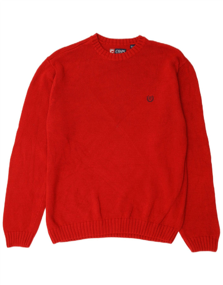 Chaps Uomo Maglione Girocollo Maglione Grande Cotone Rosso
