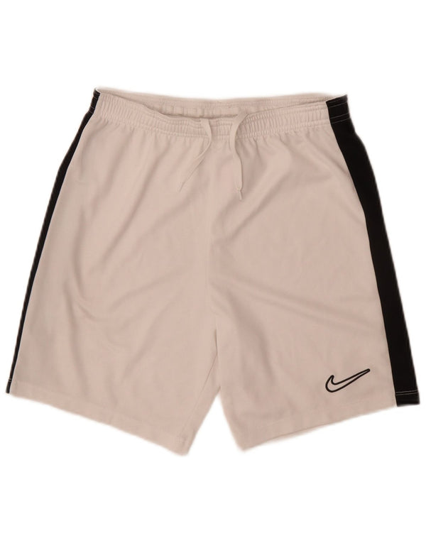 Pantaloncini sportivi Nike da ragazzo Dri Fit 11-12 anni Large White Colourblock