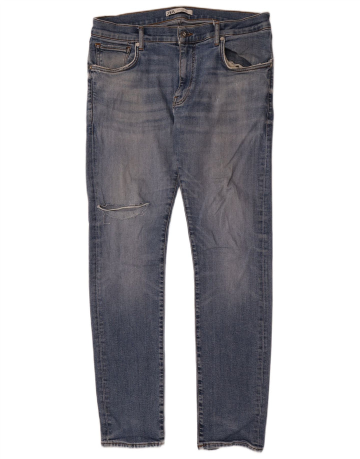 Zara Jean slim vieilli pour homme EU 46 XL W36 L33 Bleu