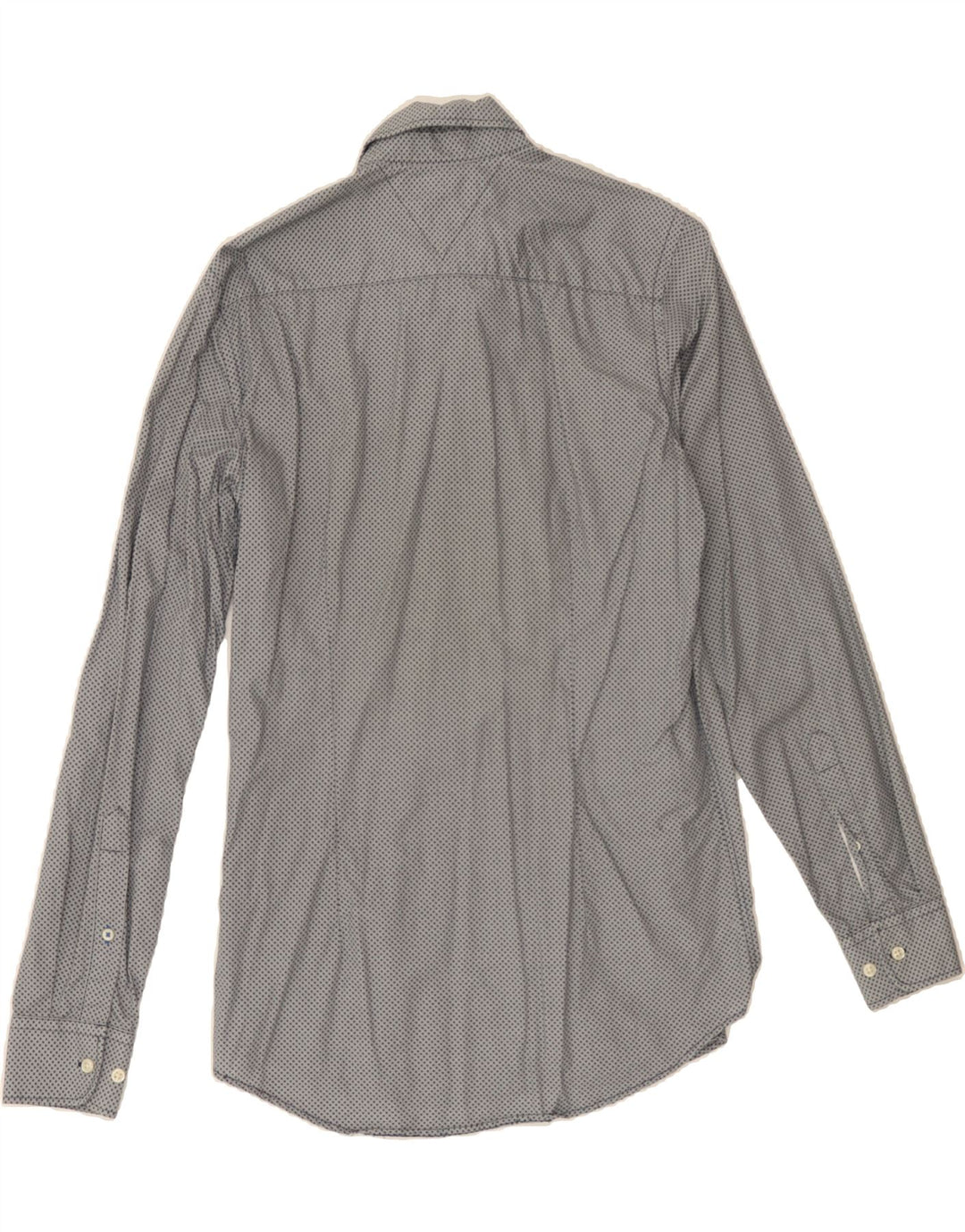 TOMMY HILFIGER Mens Slim Fit Shirt Medium Grey Spotted Cotton Vintage Tommy Hilfiger and Second-Hand Tommy Hilfiger from Messina Hembry 