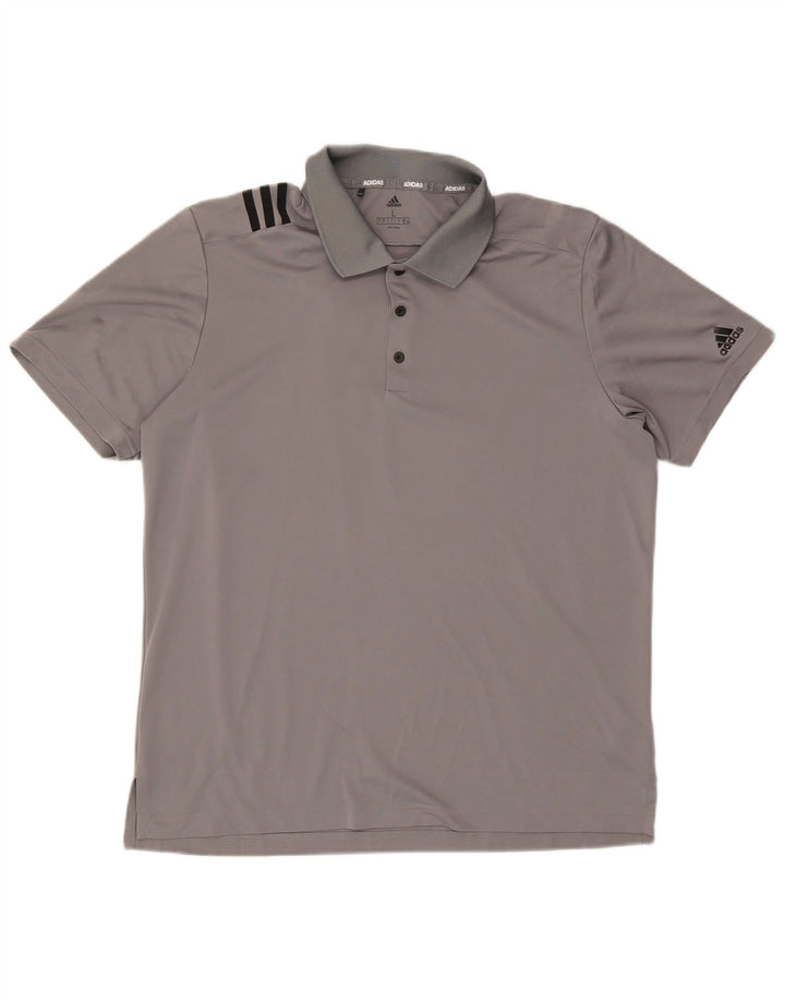 Polo Adidas da uomo grande in poliestere grigio