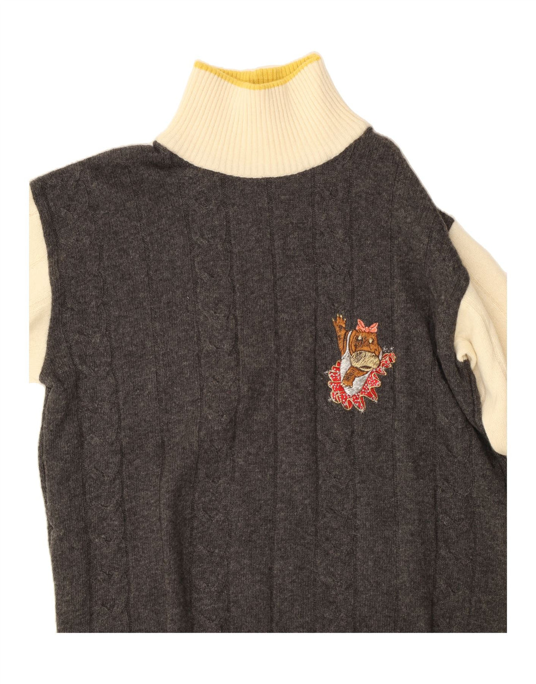 ICEBERG Womens Turtle Neck Jumper Sweater EU 44 XL Grey Colourblock Wool Vintage Iceberg and Second-Hand Iceberg from Messina Hembry 