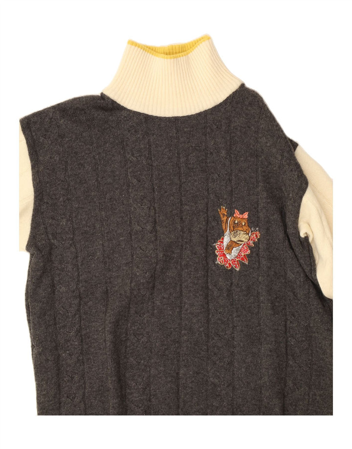 ICEBERG Womens Turtle Neck Jumper Sweater EU 44 XL Grey Colourblock Wool Vintage Iceberg and Second-Hand Iceberg from Messina Hembry 