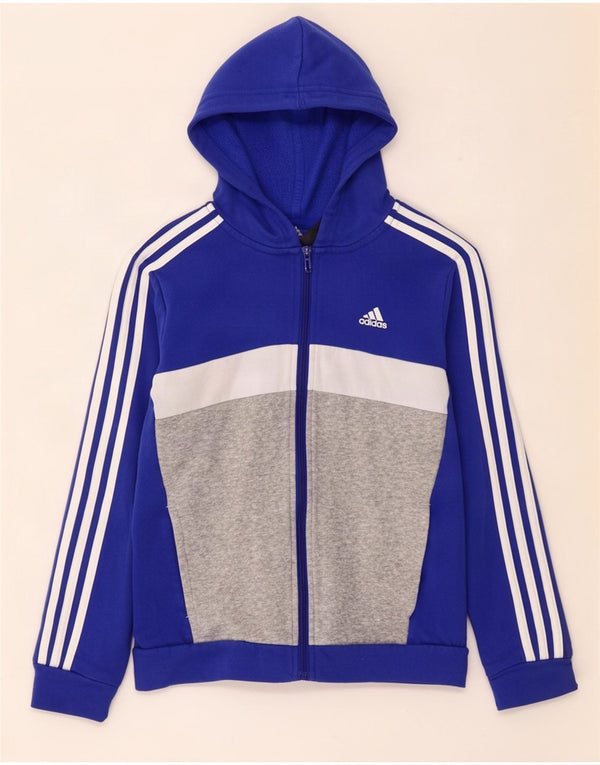 Свитер с капюшоном на молнии для мальчиков Adidas 11–12 лет, синий, хлопок с цветными блоками