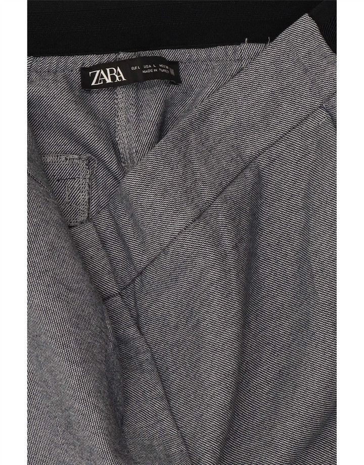 Zara Dame Capri Bukser Large W30 L23 Blå Polyester