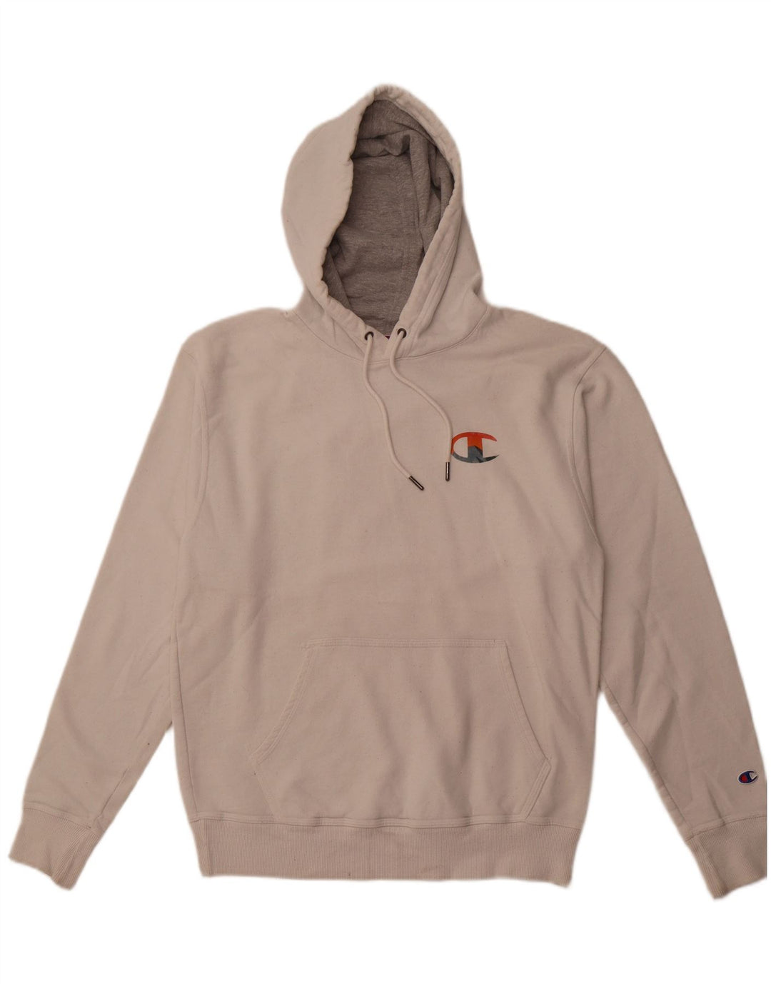 CHAMPION Suéter masculino com capuz gráfico médio de algodão branco