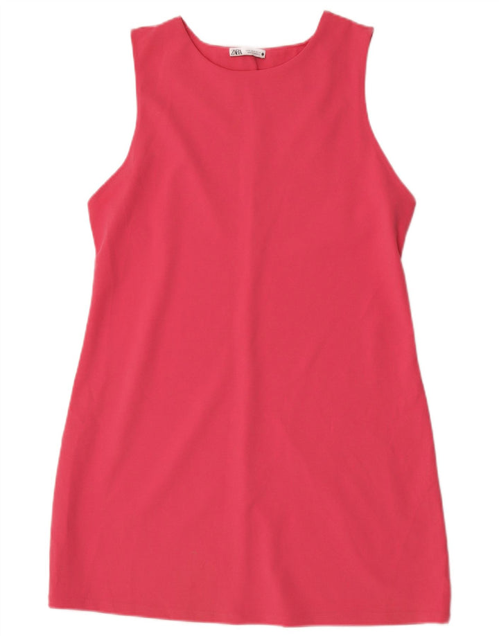 Zara Robe fourreau sans manches pour femme UK 12 Polyester rose moyen