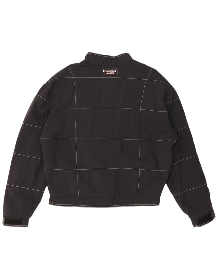 Formula One Mens Graphic Racer Jacket UK 42 XL Black Check Nylon
