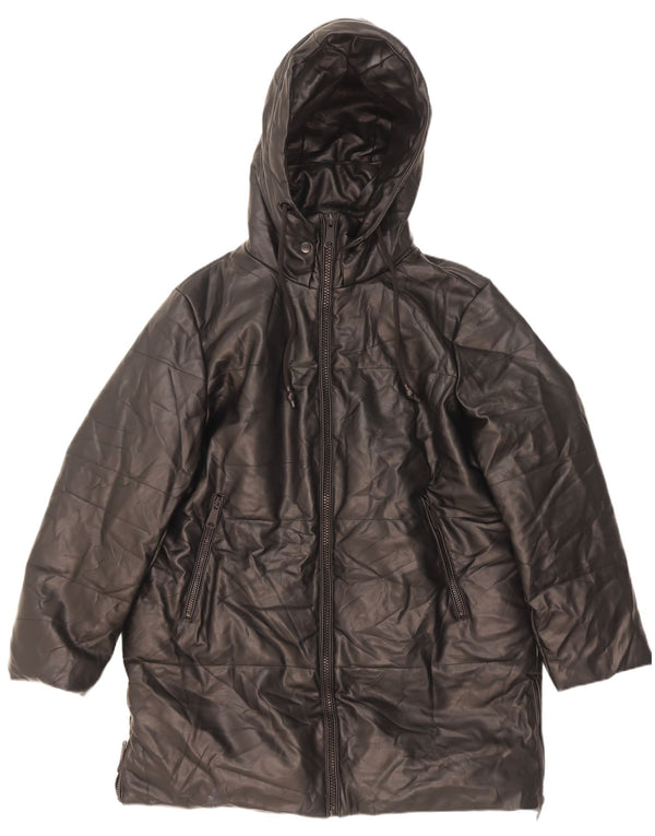 Zara Mens Oversized Hooded Padded Coat Medium Black Polyester