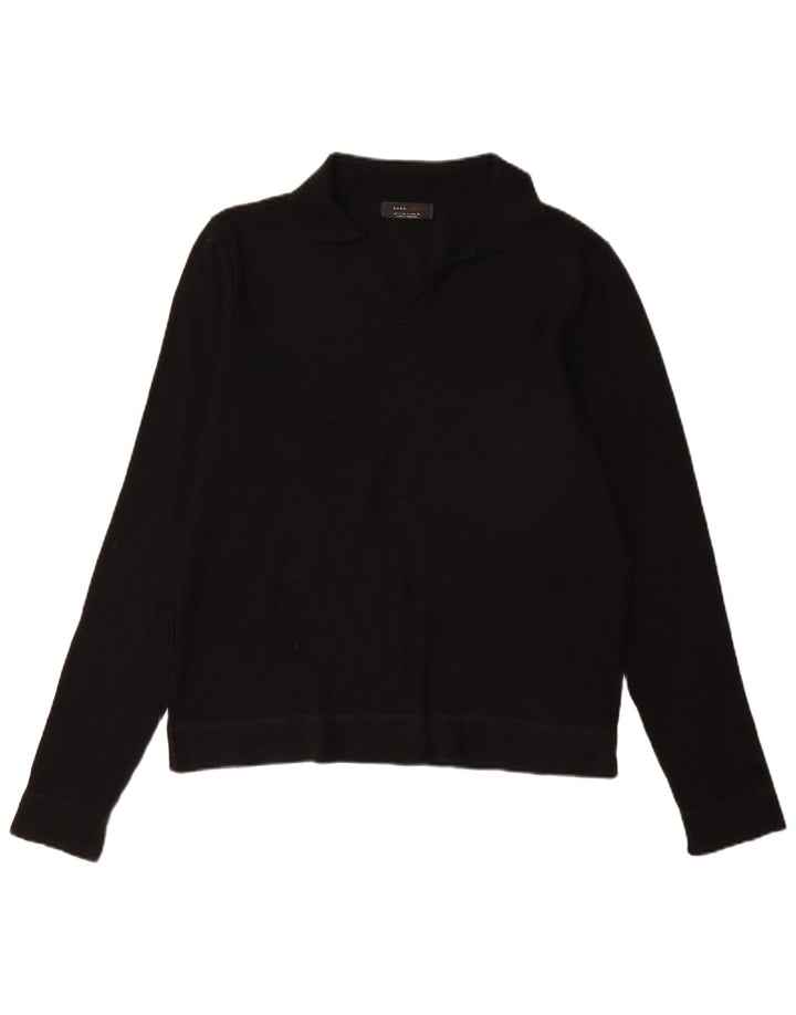 ZARA Mens Polo Neck Jumper Sweater Large Black