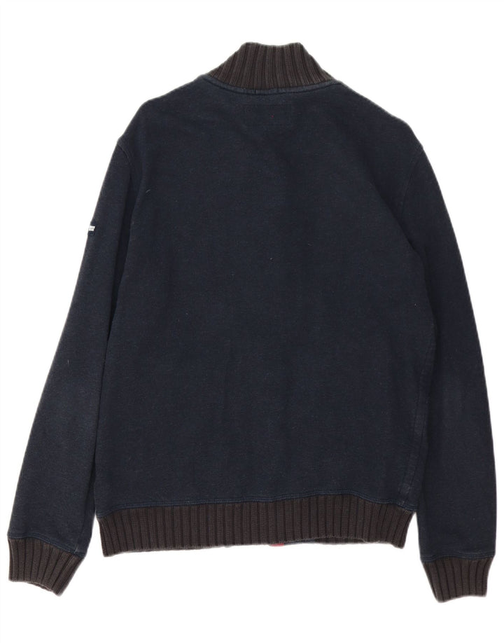 Armani Jeans Mens Cardigan Sweater Large Navy Blue Cotton