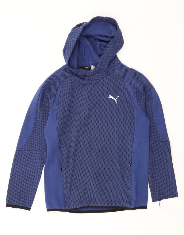 Puma Boys Hoodie Jumper 11-12 Years Blue Spotted Cotton