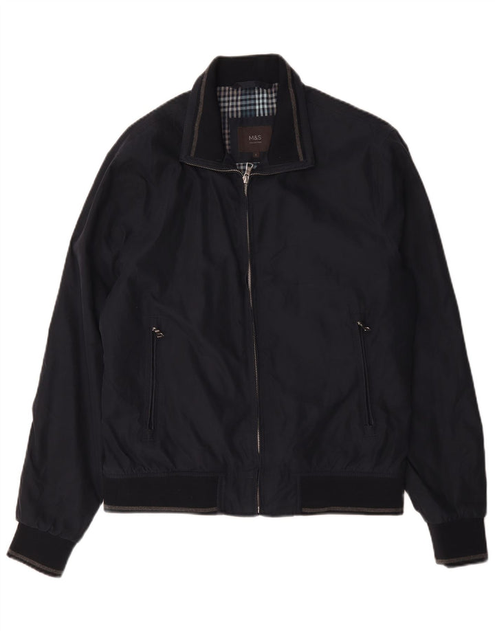 Marks & Spencer Mens Bomber Jacket UK 36 Small Navy Blue Polyester