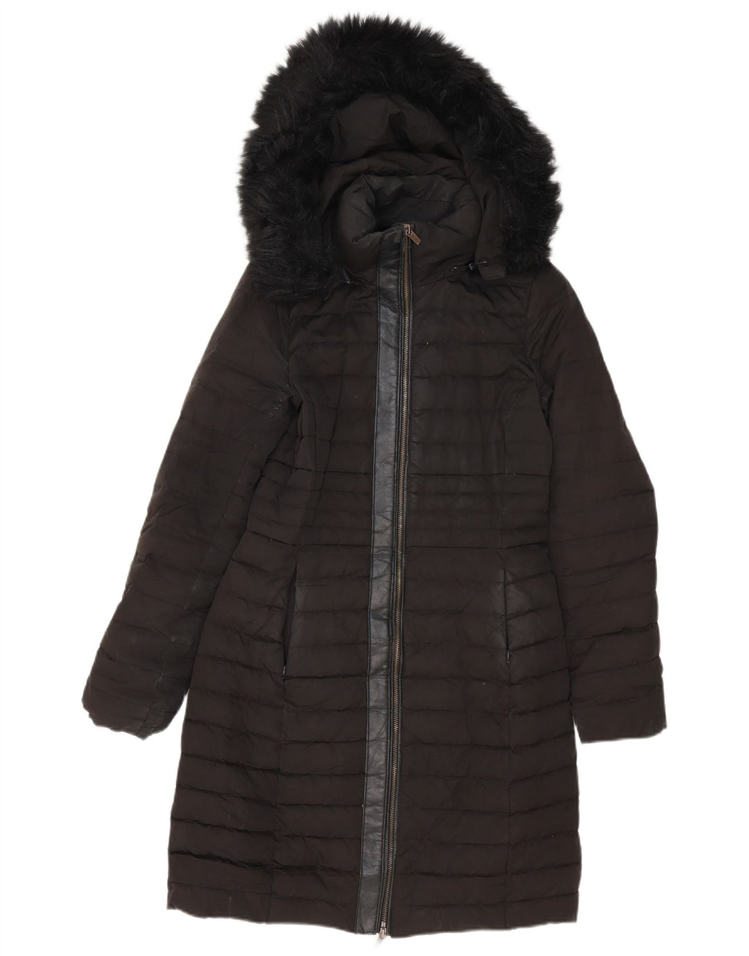 Zara Womens Hooded Oversized Padded Coat UK 6 XS Black