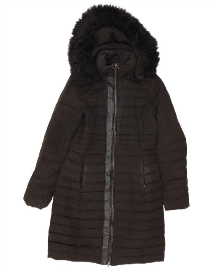 Zara Womens Hooded Oversized Padded Coat UK 6 XS Black