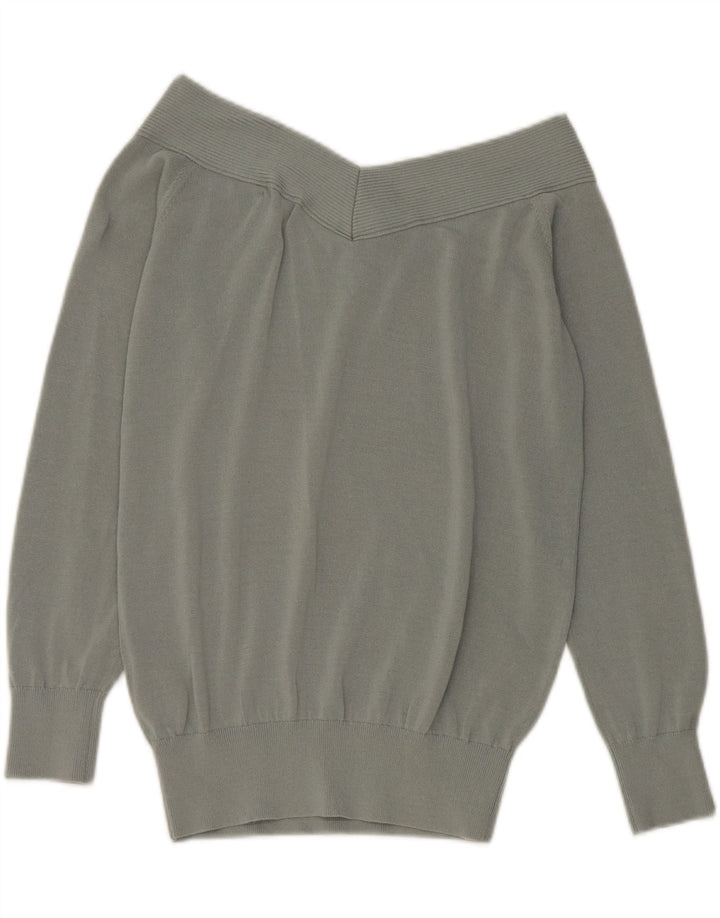 Reiss Dame Off Shoulder Jumper UK 14 Medium Green Viscose