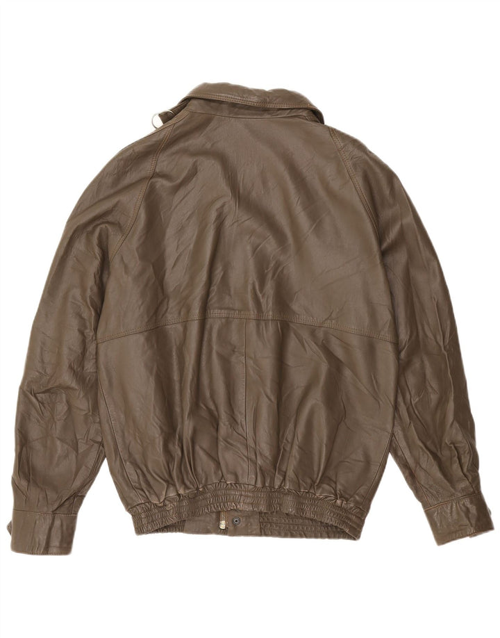 VINTAGE Herre Læderjakke IT 48 Medium Brun