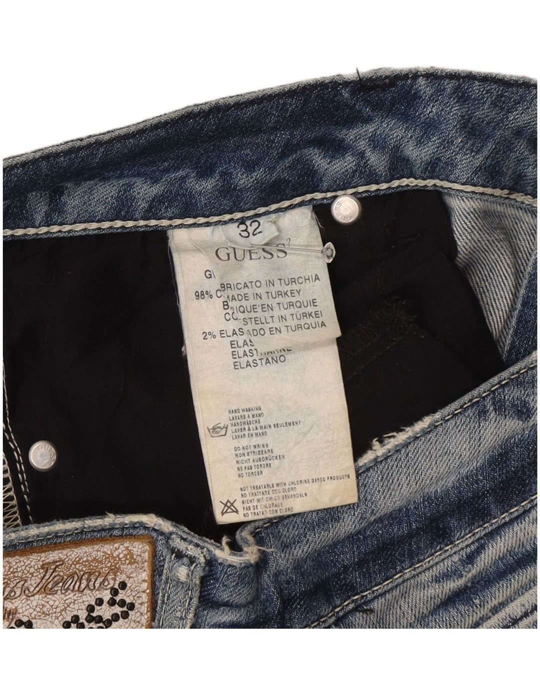 Guess Womens Straight Jeans W32 L27 Blue Cotton