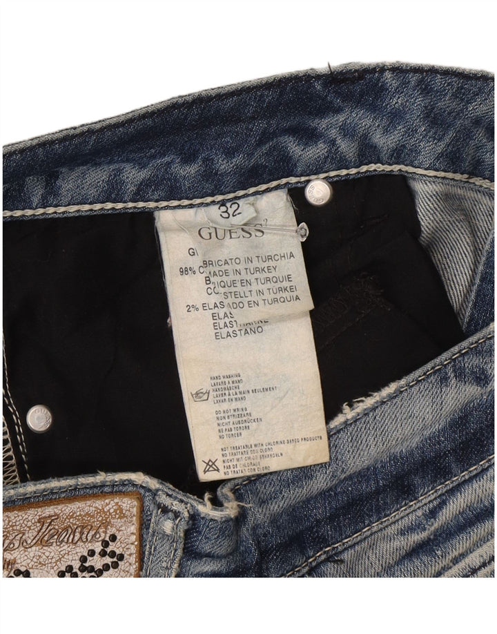 Guess Womens Straight Jeans W32 L27 Blue Cotton