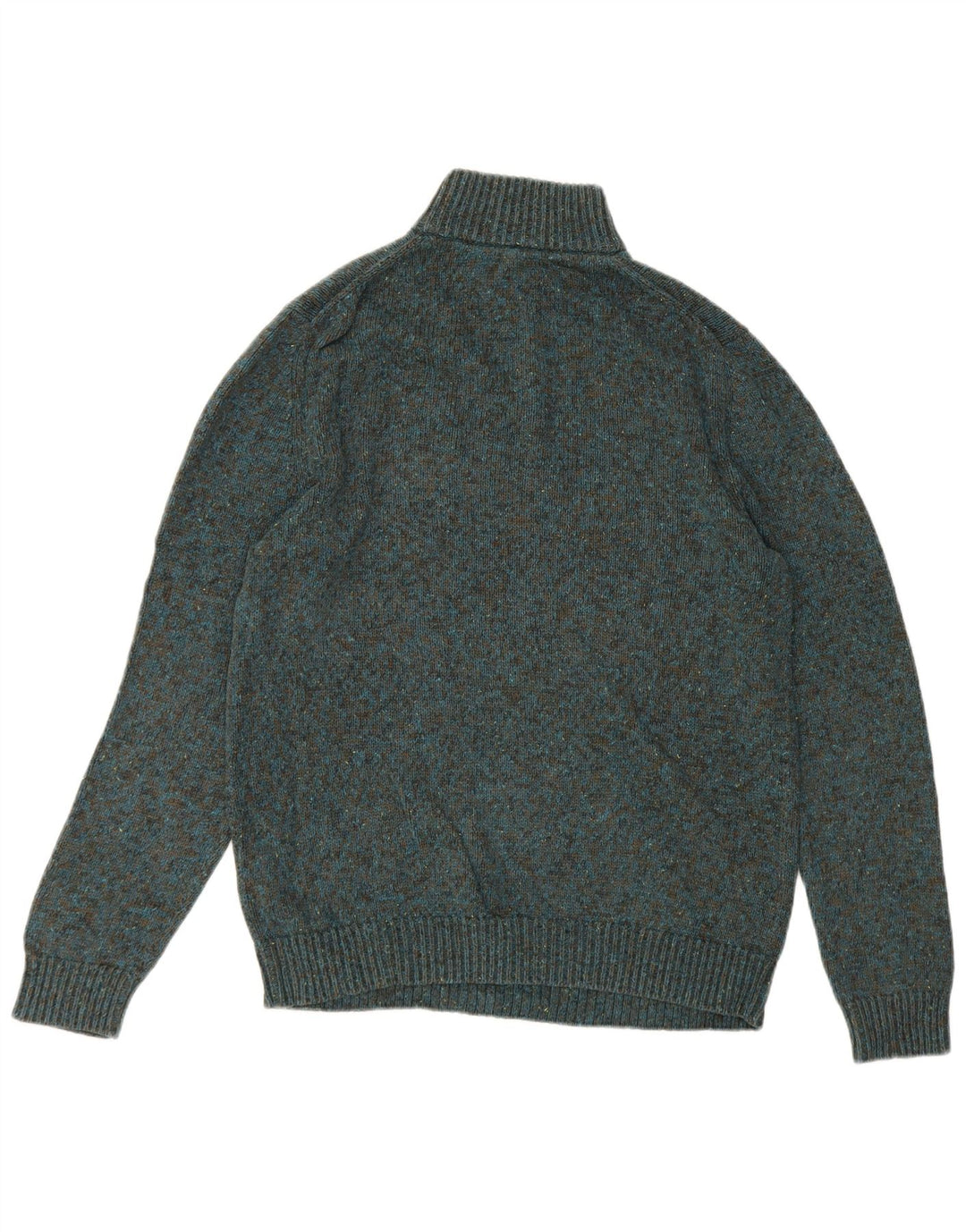White Stuff Mens Zip Neck Jumper Sweater Medium Green Flecked Cotton