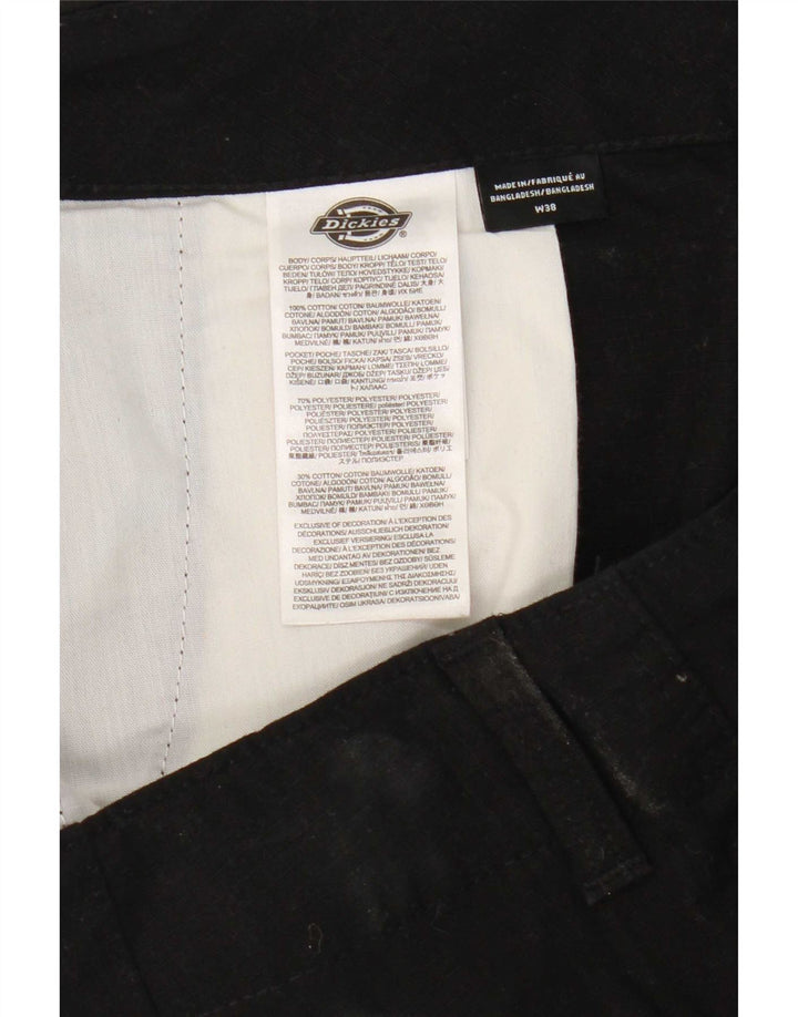 Dickies Mens Straight Cargo Trousers W38 L32 Black Cotton