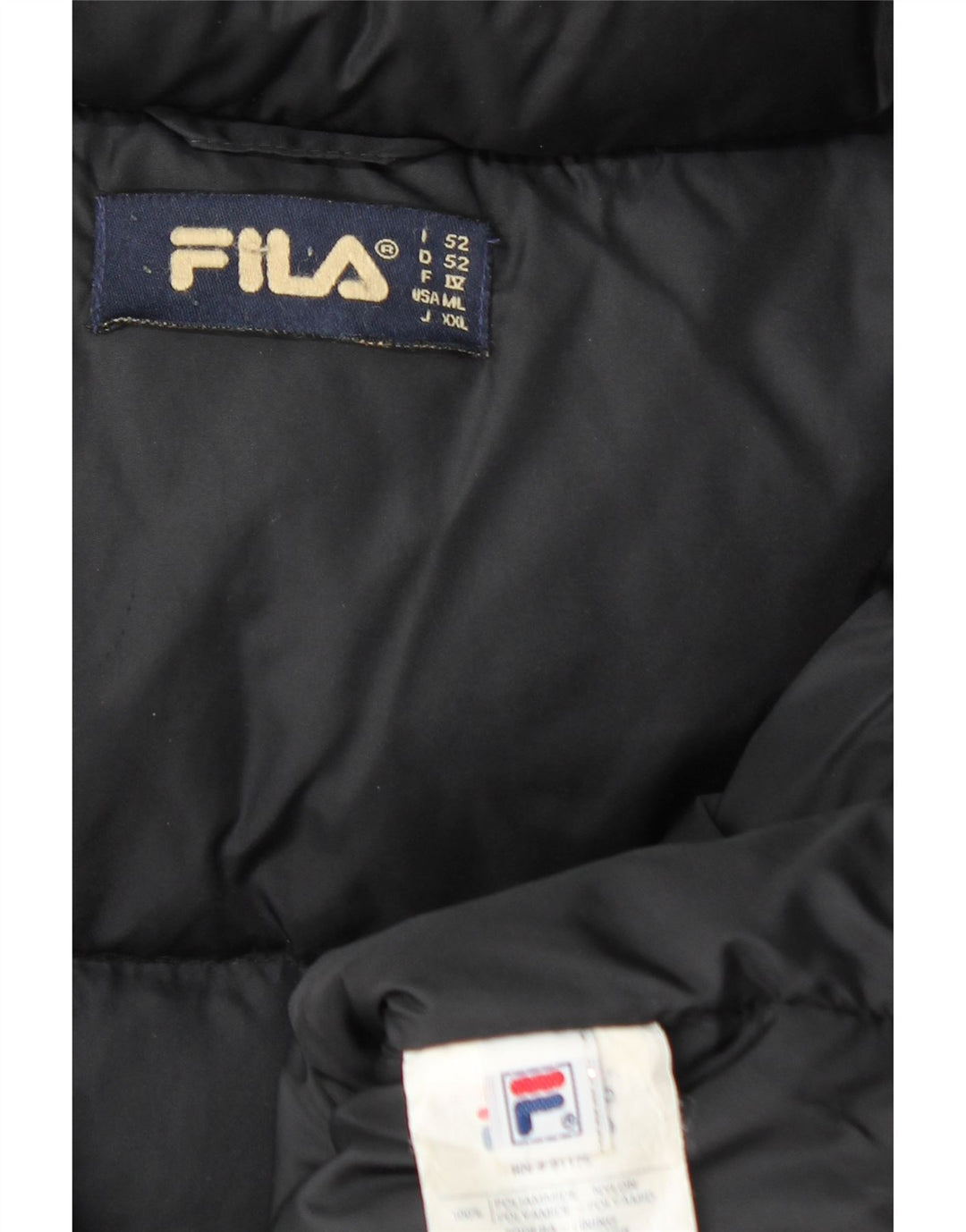 Fila Мужская утепленная куртка с капюшоном IT 52 Большой Черный Полиамид