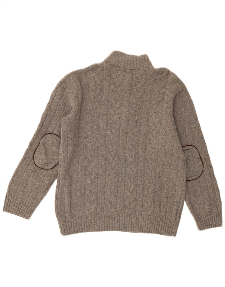 Gant Mens Zip Neck Jumper Sweater 2XL Grey Merino Wool