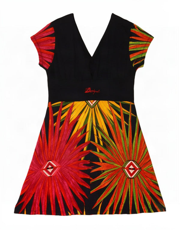 Desigual Abito da donna a linea grafica con grafica UK 20 2XL Cotone floreale nero