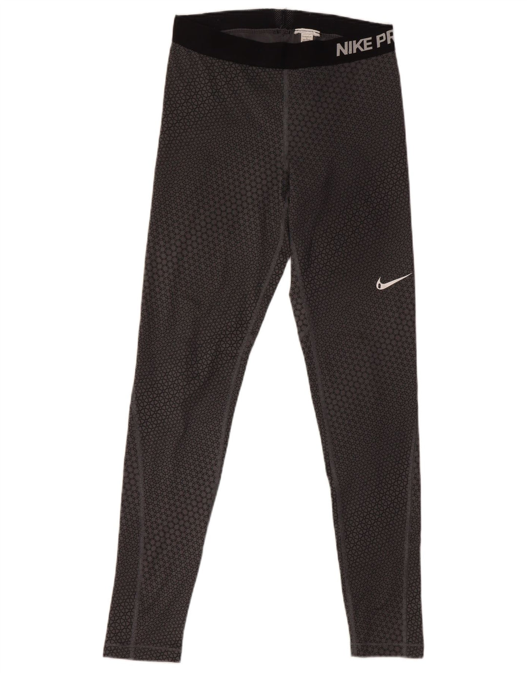 NIKE Womens Graphic Leggings UK 12 Medium Grey Geometric