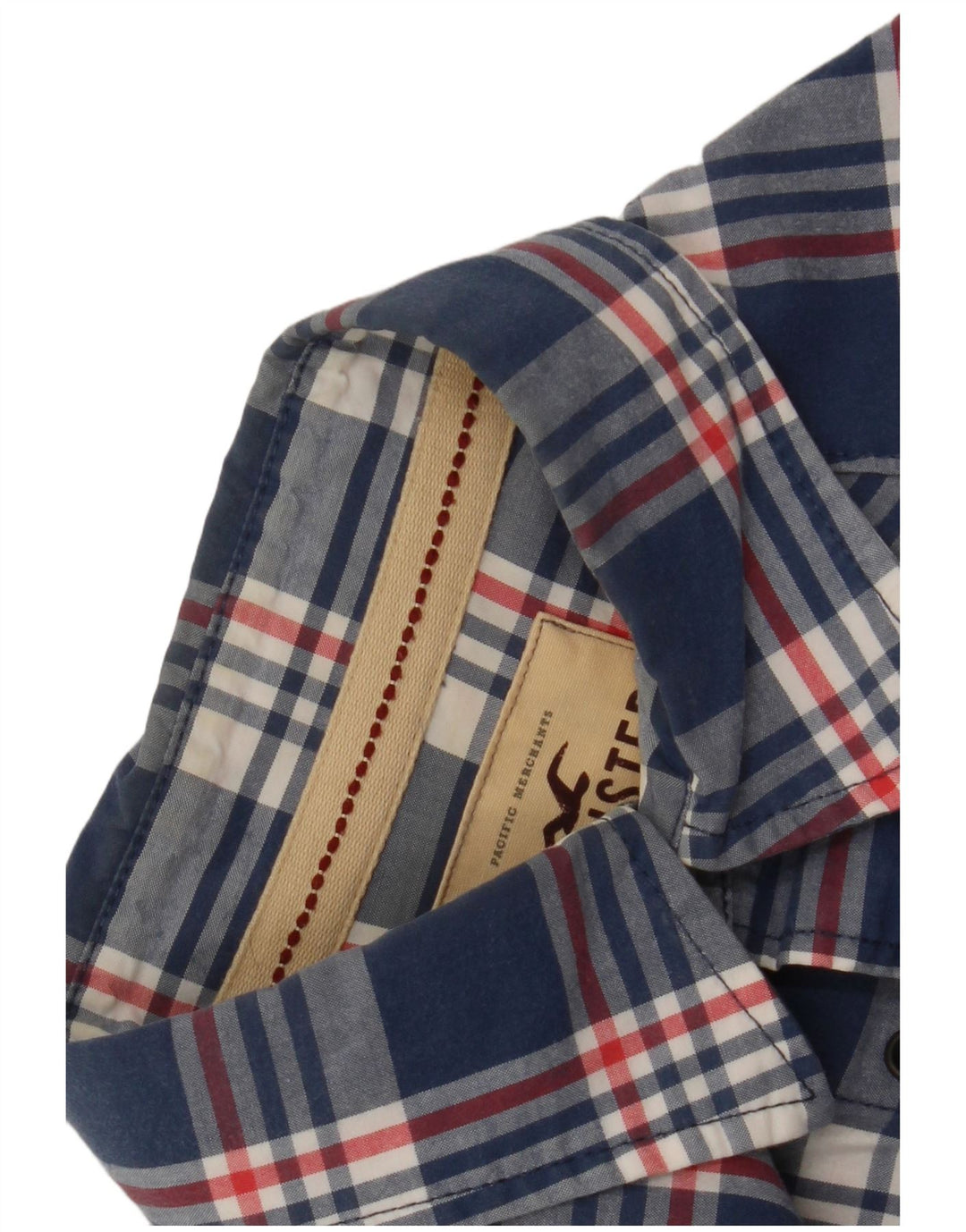 Hollister Mens Shirt Large Navy Blue Check Cotton