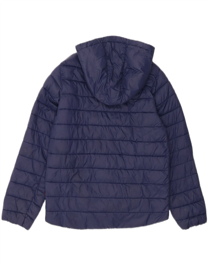 BENETTON Boys Hooded Padded Jacket 11-12 Years 2XL Navy Blue Polyamide Vintage Benetton and Second-Hand Benetton from Messina Hembry 
