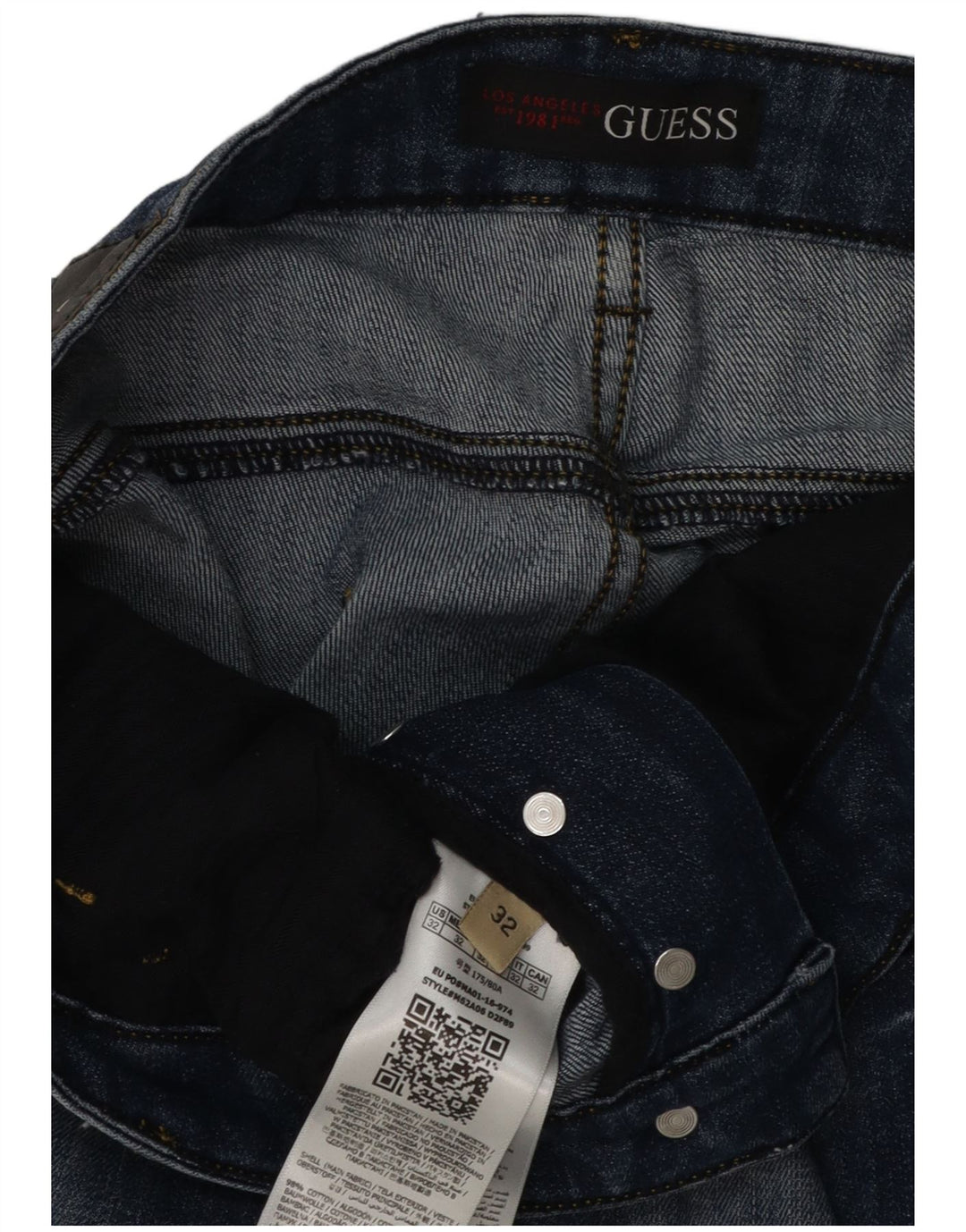 Мужские узкие джинсы Guess W32 L32 синие, хлопок