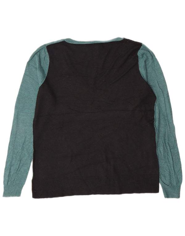 Mossimo Maglione da donna con scollo a V UK 18 XL Nylon color block verde