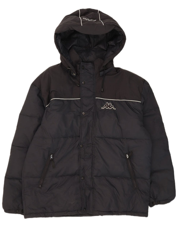Kappa Mens Graphic Hooded Padded Jacket UK 42 XL Navy Blue Nylon