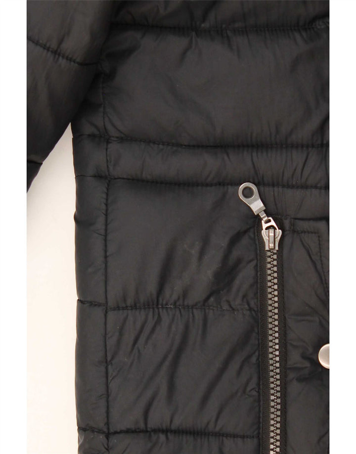 Marks & Spencer Womens Hooded Padded Jacket UK 16 Large Black Polyester