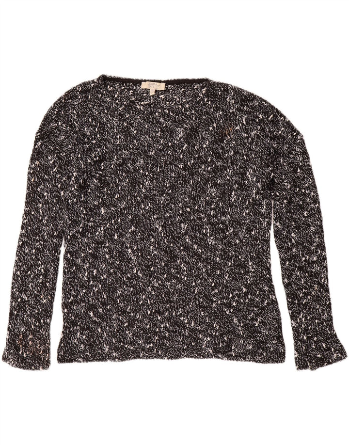 ZARA Womens Oversized Boat Neck Jumper Sweater UK 14 Medium Black Flecked