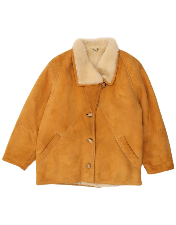 Vintage Womens Shearling Jacket IT 46 Large Brown Shearling