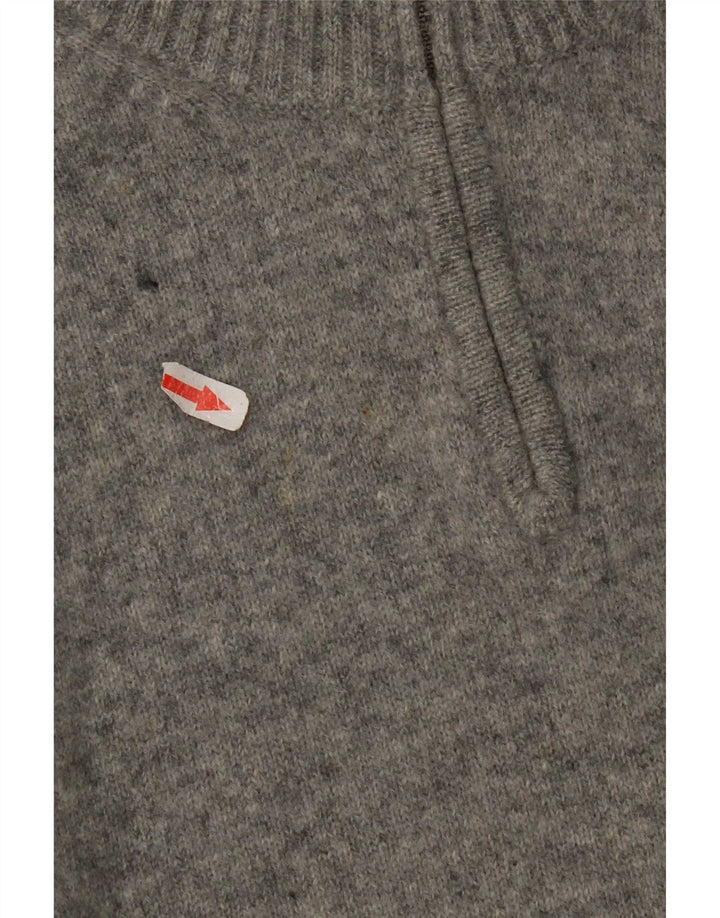 Kappa Mens Zip Neck Jumper Sweater 2XL Grey Flecked Virgin Wool