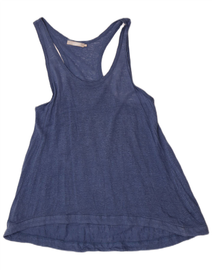 Stefanel Top tipo túnica sin mangas para mujer UK 12 Medium Blue Linen