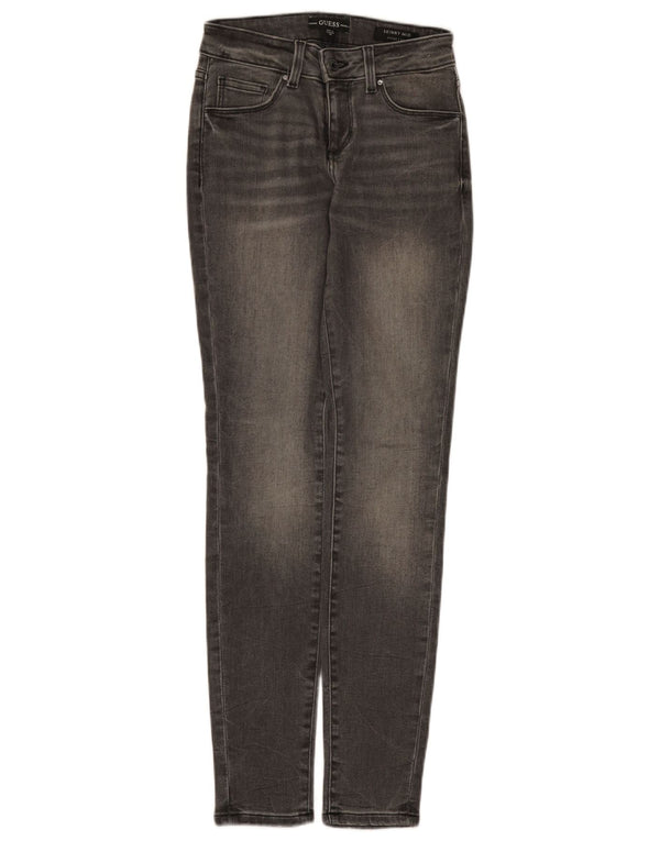 Guess Womens Mid Rise Skinny Jeans W25 L30 Grey