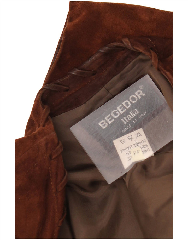 Giacca blazer oversize da donna in pelle scamosciata a 1 bottone Begedor IT 44 Marrone medio