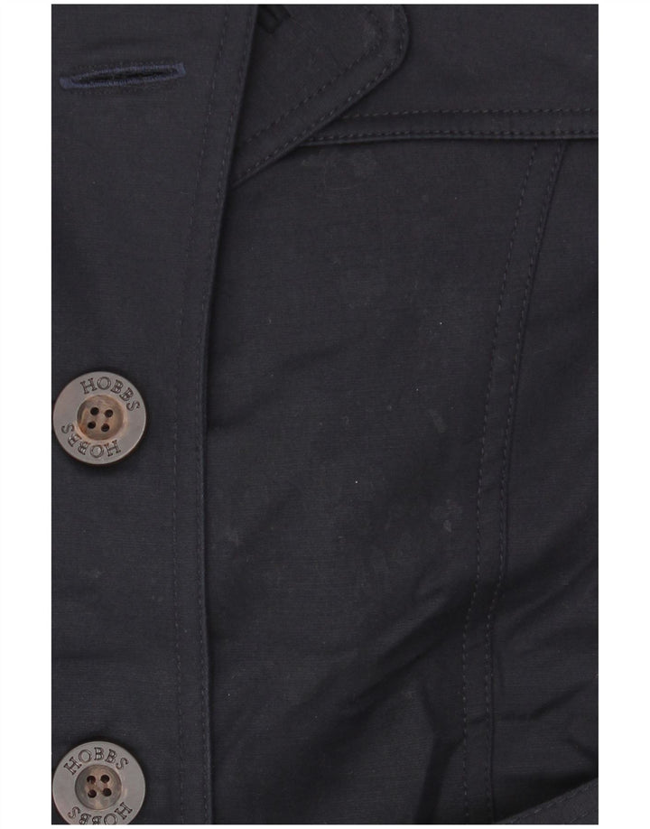 Hobbs Womens Trench Coat UK 12 Medium Navy Blue Cotton
