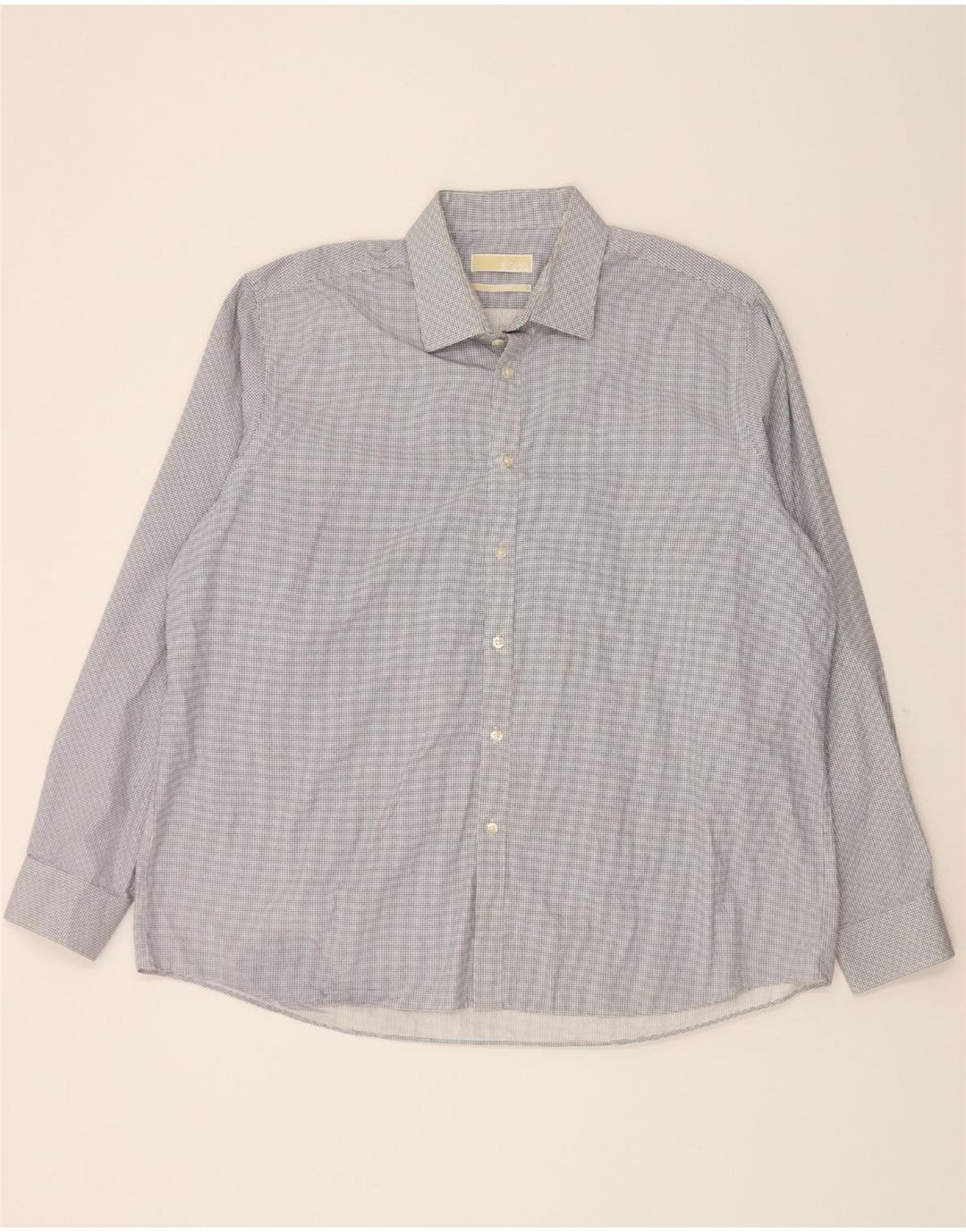 MICHAEL KORS Mens Abstract Pattern Regular Fit Shirt Size 18 2XL Blue Vintage Michael Kors and Second-Hand Michael Kors from Messina Hembry 