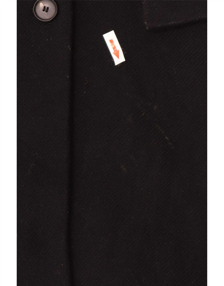 Zara Womens Double Breasted Coat UK 14 Medium Black Wool