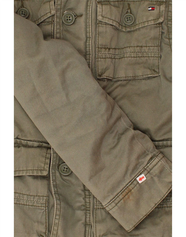 Tommy Hilfiger Boys Military Jacket 6-7 Years Small Khaki Cotton