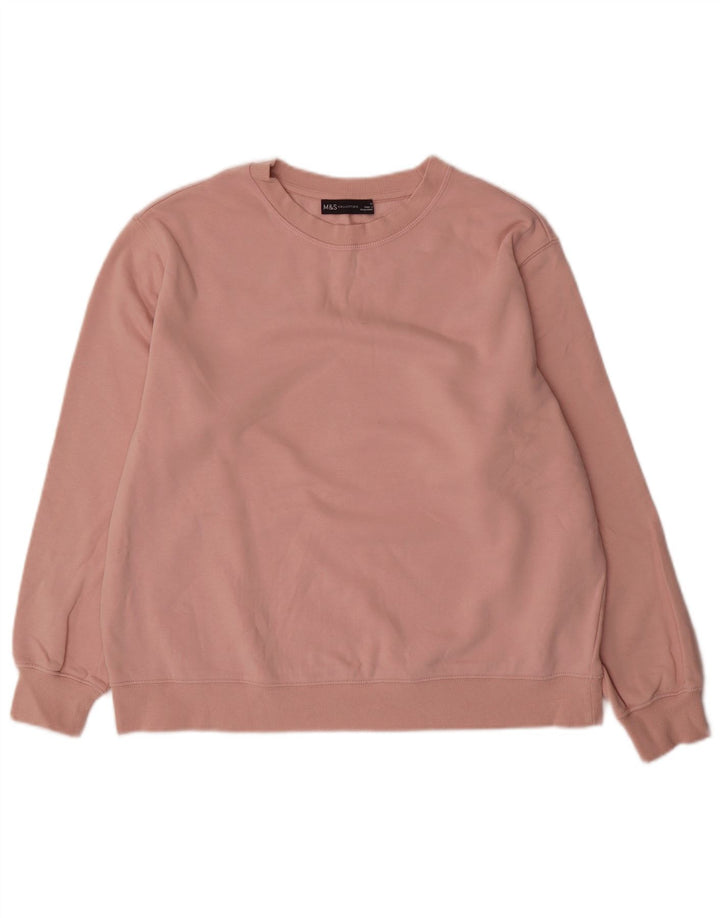 Marks & Spencer Womens Oversized Sweatshirt Jumper UK 14 Medium Pink Cotton