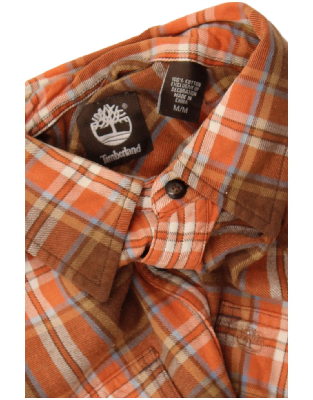 Timberland Mens Flannel Shirt Medium Brown Check Cotton