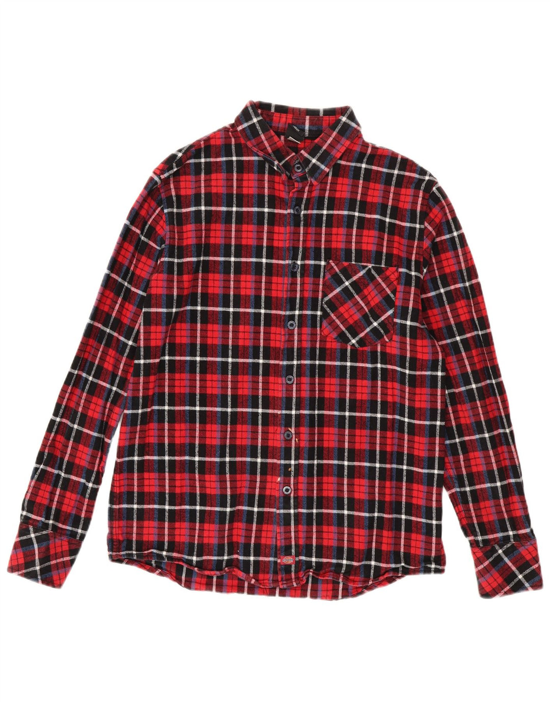 DICKIES Mens Flannel Shirt Medium Red Check Cotton